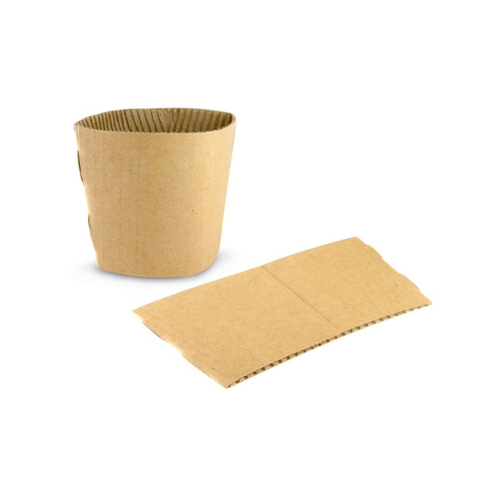 Biodegradable Unprinted Brown Cup Sleeves To Fit 10oz -16oz - Image 2